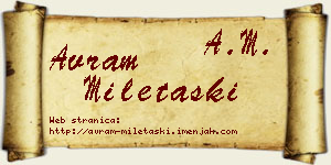 Avram Miletaški vizit kartica